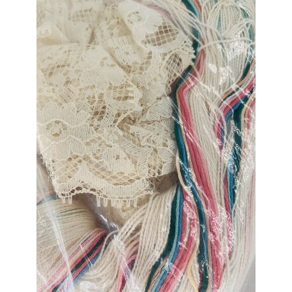 Vintage Candlewicking Embroidery Pillow Kit Candamar Designs Roses On Lace 80198 - Picture 6 of 7